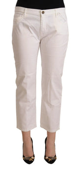 L’Autre Chose White Cotton Mid Waist Cropped Denim Jeans - IT44|L - Jeans