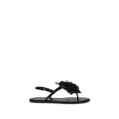 LE SILLA Black Calf Leather Bos Taurus Flat Sandals