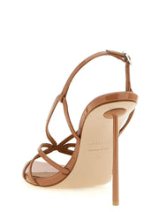 LE SILLA Brown Calfskin Stiletto Heel Sandals