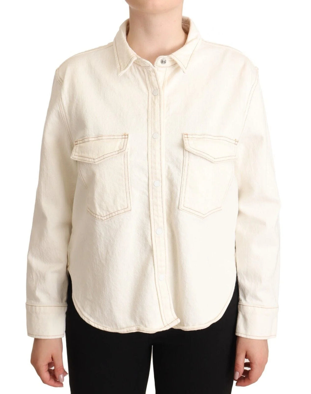 Levi’s White Cotton Collared Long Sleeves Button Down Polo Top - IT44|L - Shirts