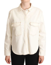Levi’s White Cotton Collared Long Sleeves Button Down Polo Top - IT44|L - Shirts
