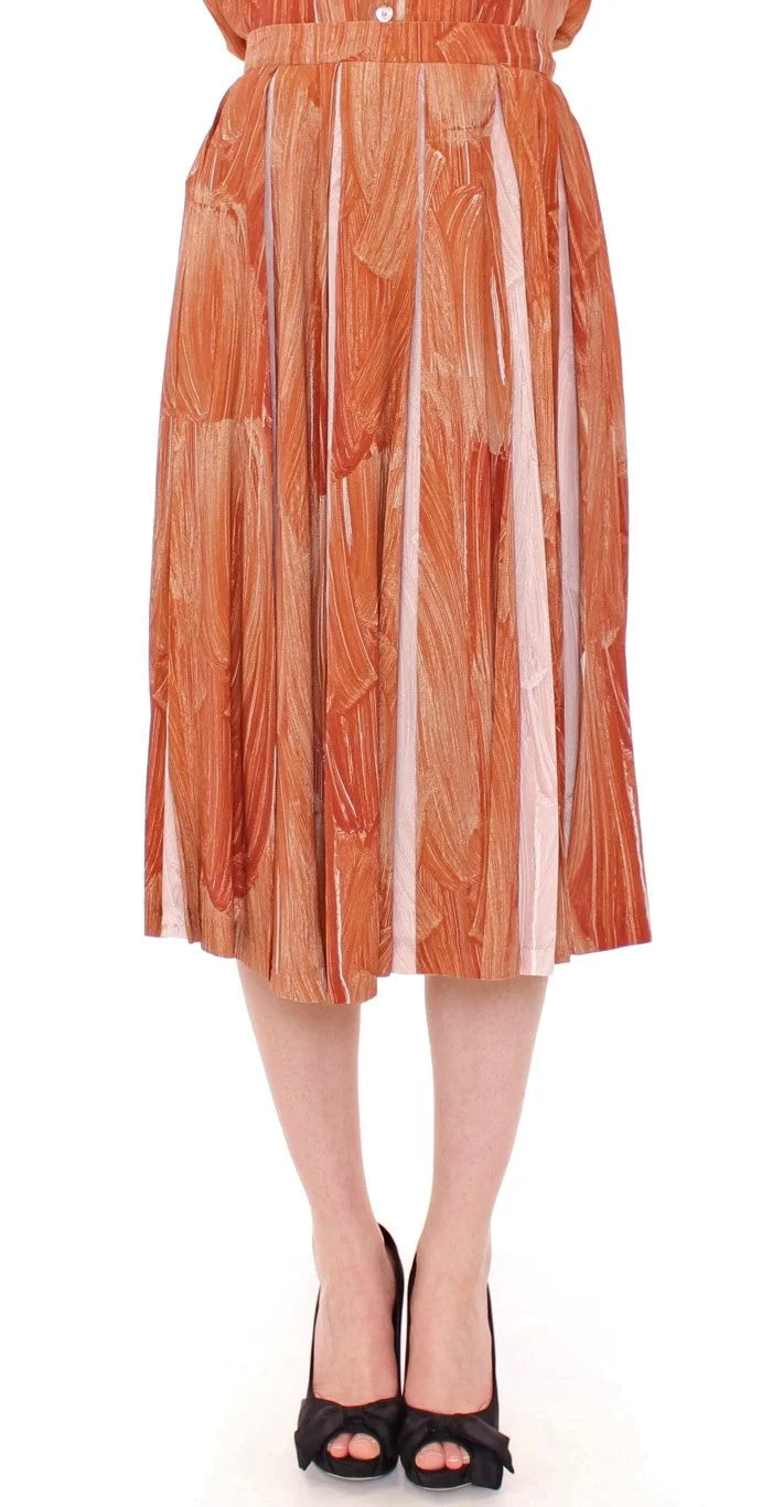 Licia Florio Brown Orange Below Knee Full Skirt - IT42|M - Skirts