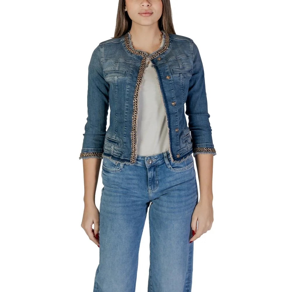 Liu Jo Light Blue Cotton Denim Jacket - 42 | S - Trucker Jackets