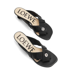 Loewe Black Lamb Leather Flat Sandals - EU36/US6