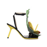 Loewe Black Lamb Leather Stiletto Heel Sandals - EU36/US6