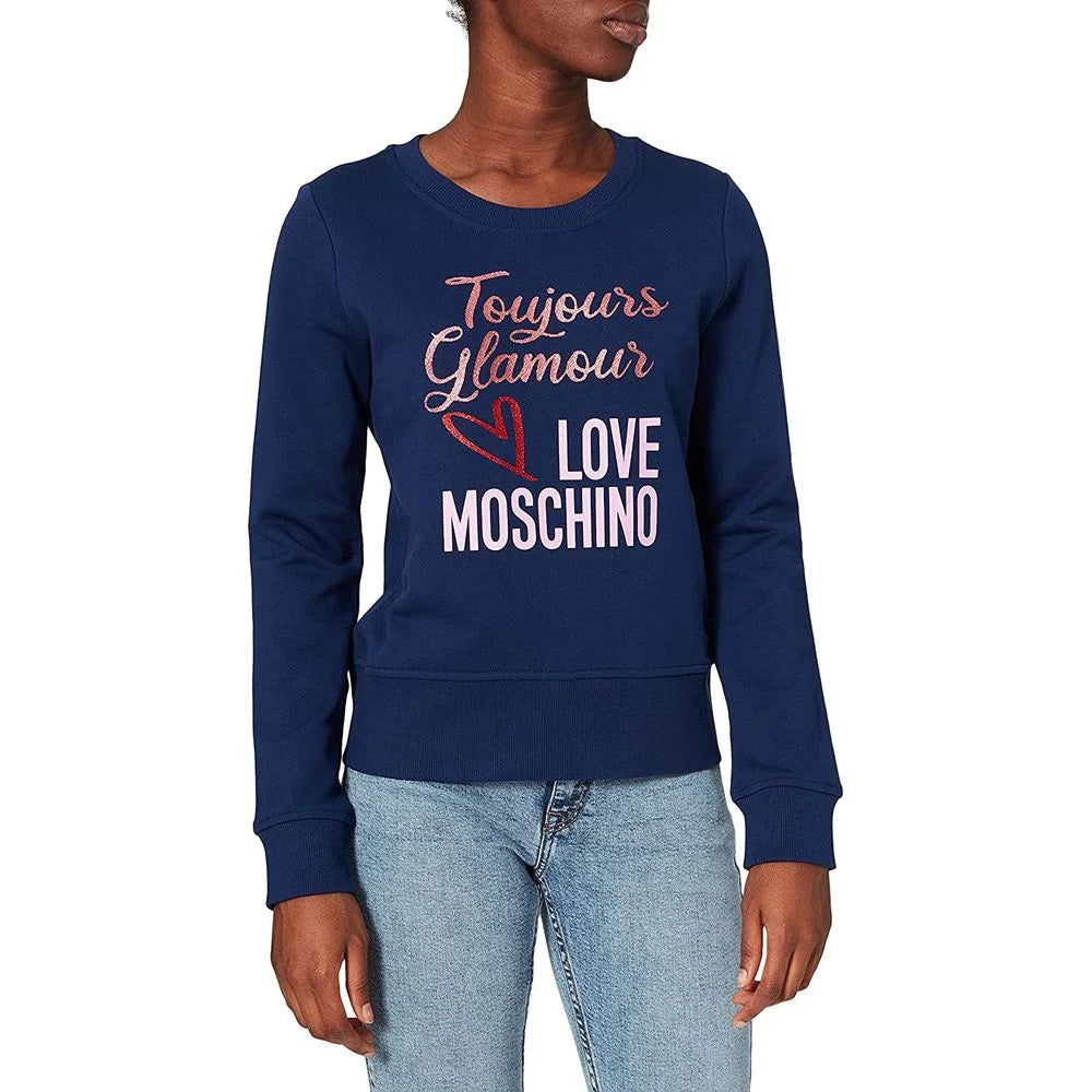 Love Moschino Blue Cotton Women Sweater - Sweatshirts