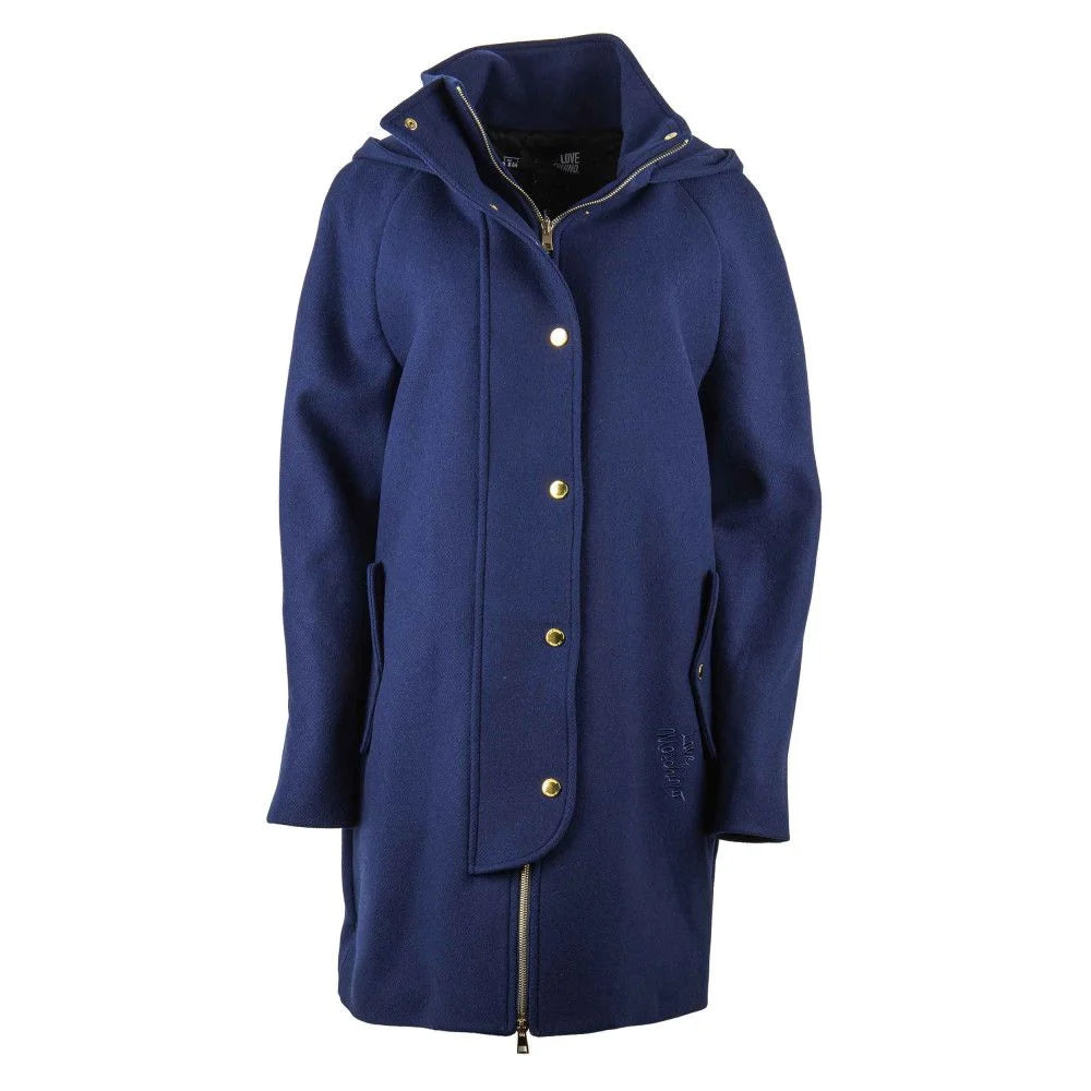 Love Moschino Blue Wool Women Coat - Overcoats