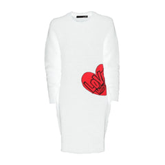 Love Moschino Chic Heart Pattern Knit Dress in White - IT44|L - Dresses