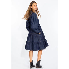 Love Moschino Elegant Dark Blue Denim Flare Dress - IT40|S - Dresses