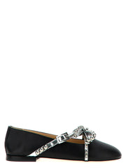 MACH & MACH Black Leather Ballet Flats
