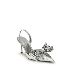 MACH & MACH Cadeau Silver Wrapped Leather Pumps - Heels