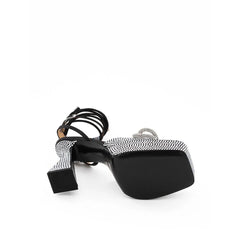 MACH & MACH Chic Black Leather Platforms for Elevated Style - EU38/US8 - Sandals