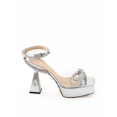 MACH & MACH Elegant Silver Leather Platforms - Sandals