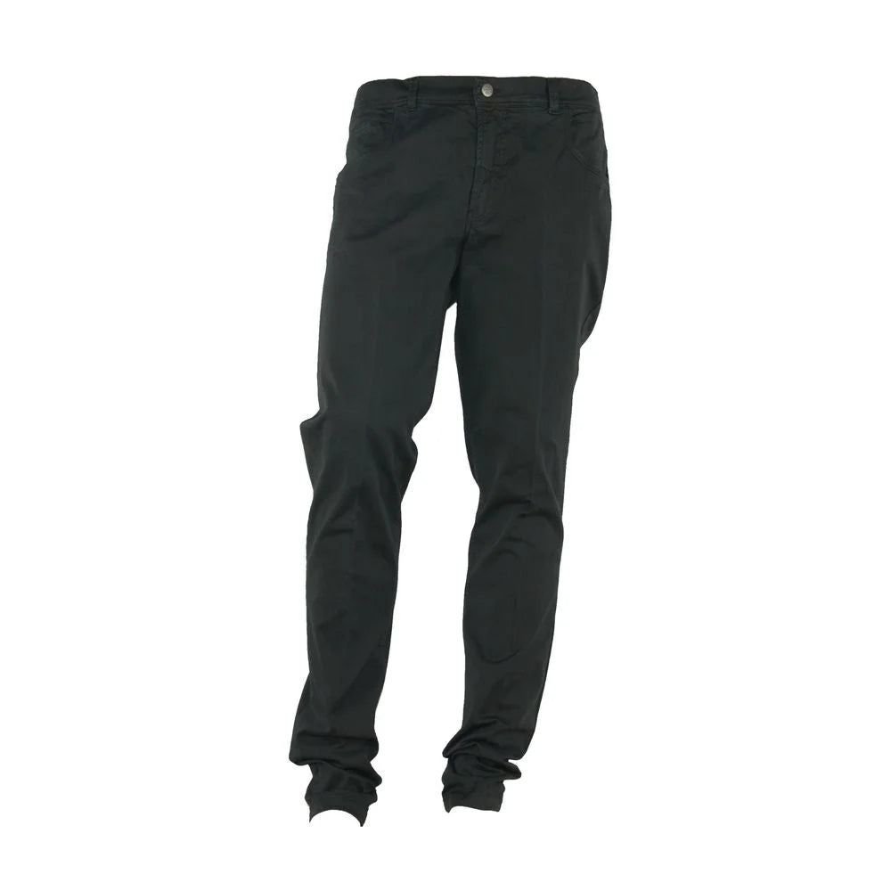 Made in Italy Black Cotton Men’s Trouser - Trousers