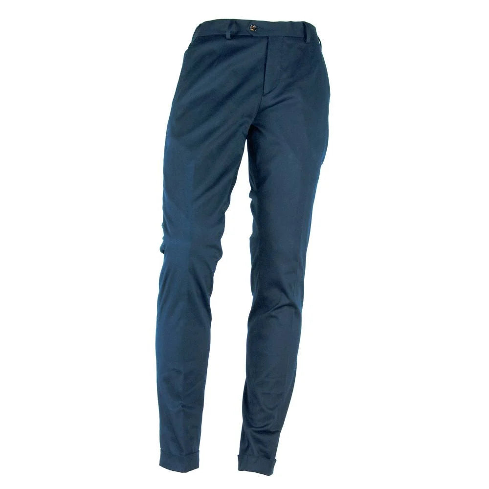 Made in Italy Blue Cotton Men Trouser - IT48 | M - Trousers