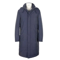 Made in Italy Blue Wool Men Raincoat