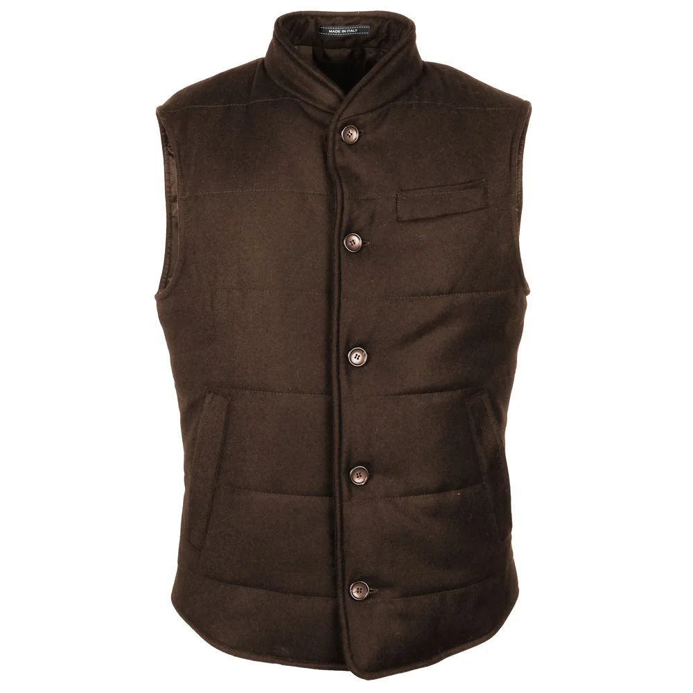 Made in Italy Brown Wool Sleveless Jacket