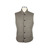 Made in Italy Brown Wool Sleveless Jacket - Vests