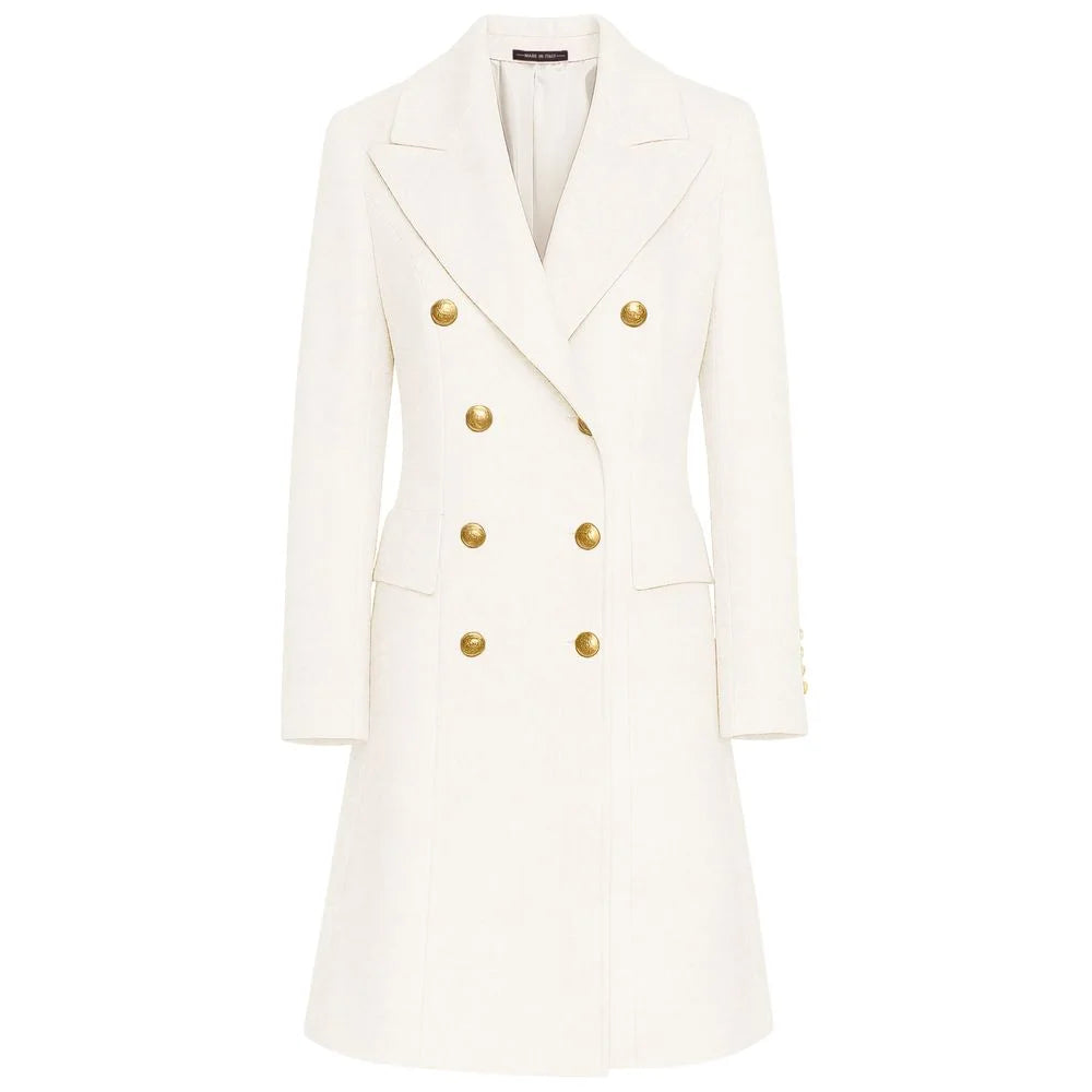 Made in Italy White Wool Women Coat