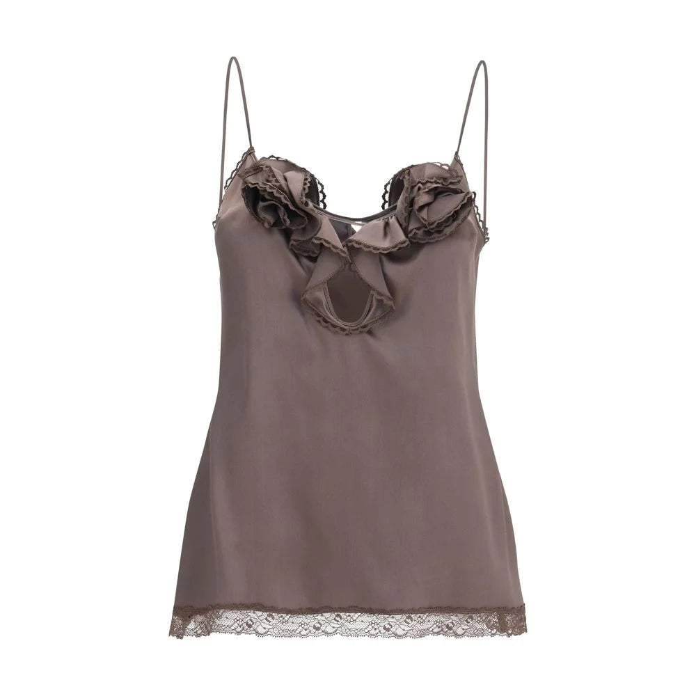 Magda Butrym Brown Silk Sleeveles T-Shirt - IT40 | M