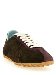 Maison Margiela bruna atletiska sneakers i kalvskinn