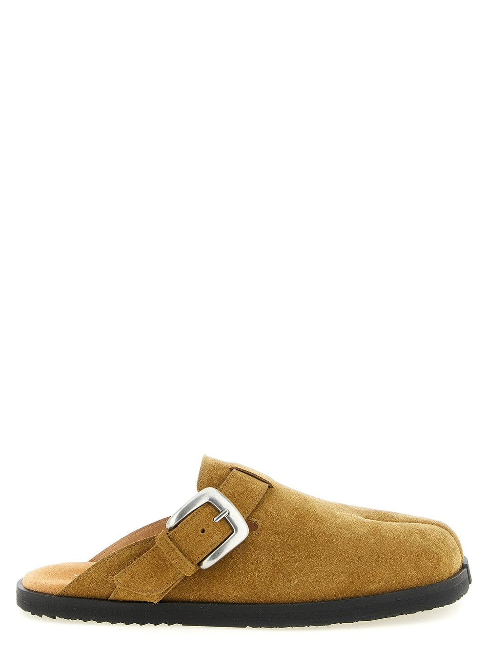 Mules marroni in pelle di vitello Maison Margiela con una silhouette slip-on minimalista e una raffinata lavorazione in pelle.