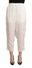 Maison Margiela White High Waist Cropped Women Trouser Pants - IT40|S
