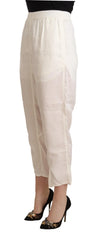 Maison Margiela White High Waist Cropped Women Trouser Pants - IT40|S