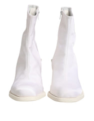 Maison Margiela White Square Heel Zip Ankle Boots Shoes - EU40/US9.5 - Boots