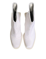 Maison Margiela White Square Heel Zip Ankle Boots Shoes - EU40/US9.5 - Boots