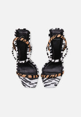 Mangará Atelier Animal Print Calf Leather Sandals – Women’S 6.5 Cm Block Heel Open Toe