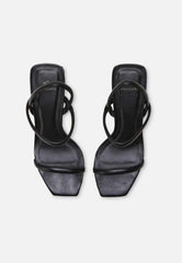 Mangará Atelier Black Calf Leather Sandals CortiçA – Women’S 9 Cm High Heel With Ankle Strap