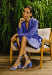 Mangará Atelier Blue Calf Leather Sandals CaúNa – Women’S Strappy 6.5 Cm Block Heel Wrap Design