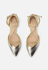 Mangará Atelier Gold Calf Leather Sandals Cereja – Women’S Summer Flat Tie-Up Shoes