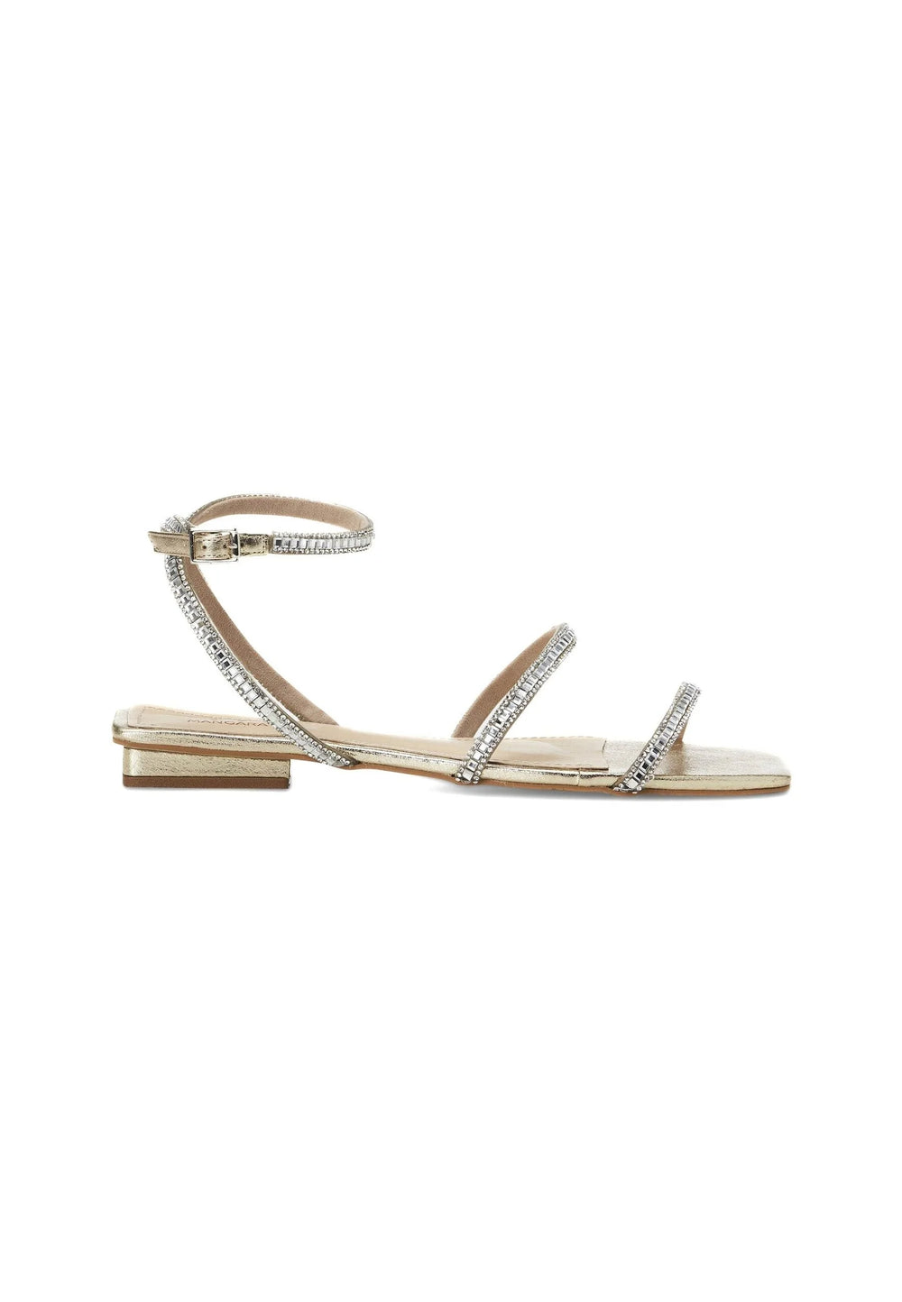 Mangará Atelier Gold Leather Flat Sandals – Handcrafted With Crystal Straps