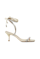 Mangará Atelier Golden Leather 8 Cm Heeled Sandals – Handcrafted Open-Toe Design