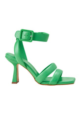 Mangará Atelier Green Calf Leather Sandals Uvaia – Women’S 8 Cm Sculpted Heel With Ankle Strap
