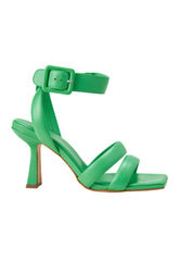 Mangará Atelier Green Calf Leather Sandals Uvaia – Women’S 8 Cm Sculpted Heel With Ankle Strap