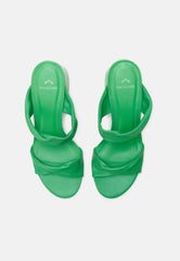 Mangará Atelier Green Goat Leather Mules Xaxim – Women’S 6.5 Cm Block Heel Sandals