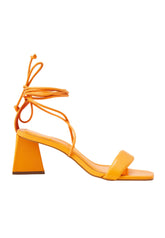 Mangará Atelier Orange Calf Leather Sandals CaúNa – Women’S Strappy 6.5 Cm Block Heel Wrap Design