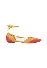 Mangará Atelier Orange Calf Leather Sandals Cereja – Women’S Summer Flat Tie-Up Shoes