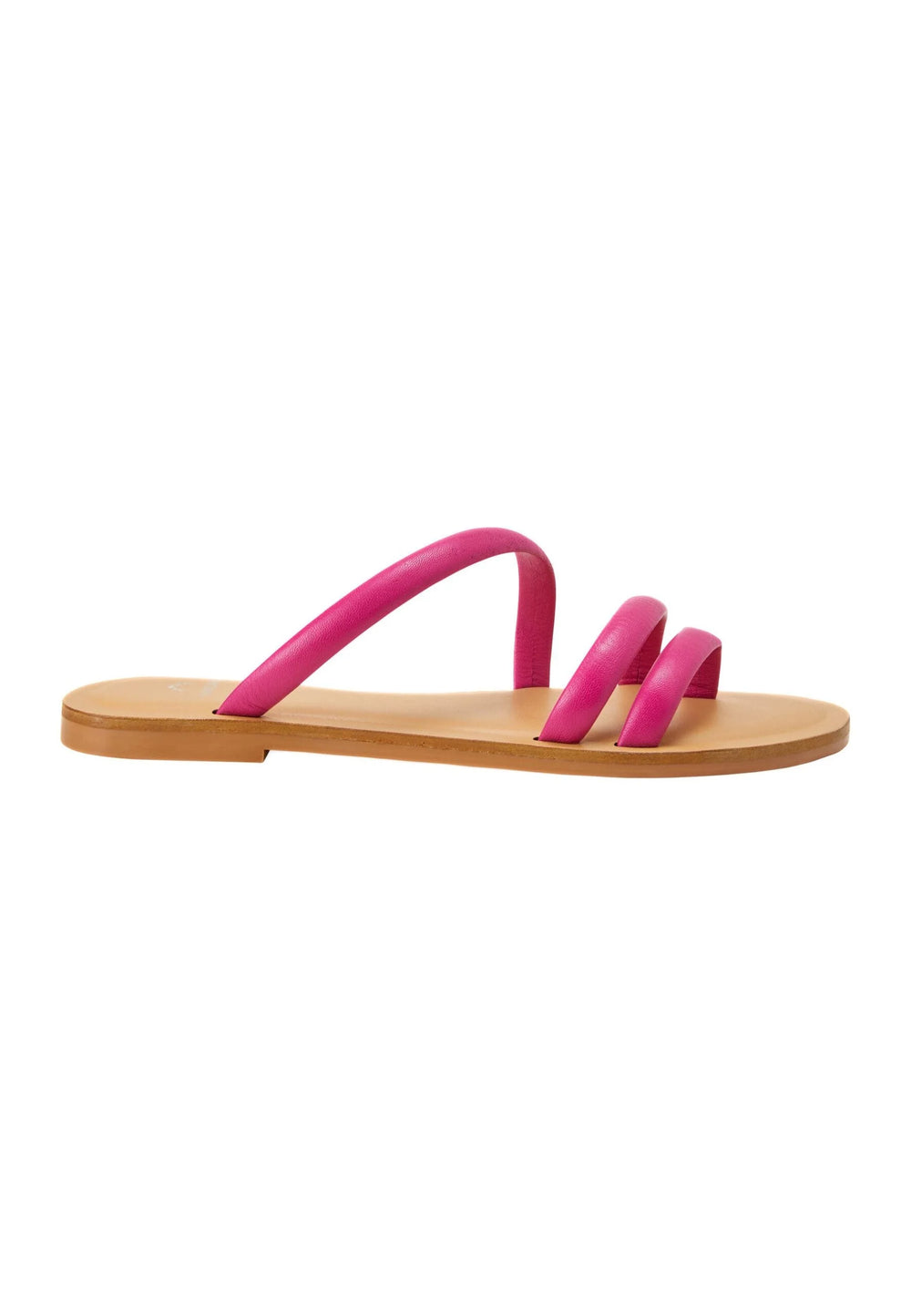 Mangará Atelier Pink Calf Leather Flat Sandals – Women’S Minimalist Three-Strap Slides