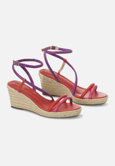 Mangará Atelier Pink Leather Espadrille Wedges Romã – Women’S Jute Platform Sandals