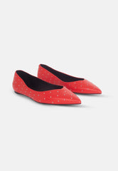Mangará Atelier Red Leather Ballerinas Hamelia – Pointed-Toe Flats With Studs