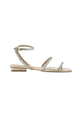 Mangará Atelier Silver Leather Flat Sandals – Handcrafted With Crystal Straps