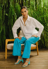 Mangará Atelier Turquoise Goat Leather Sandals – 6.5 Cm Block Heel