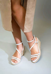 Mangará Atelier White Leather Espadrille Wedges Romã – Women’S Jute Platform Sandals