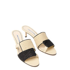 Manolo Blahnik Beige Leather Flat Sandals - EU37/US7