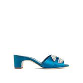 Manolo Blahnik Blue Silk Mules
