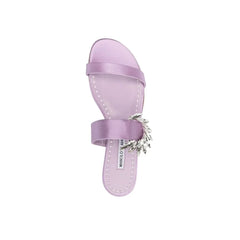 Manolo Blahnik Purple Silk Flat Sandals - EU36/US6